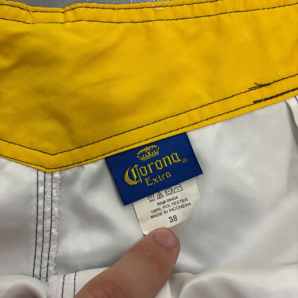 Corona Extra Mens Board Shorts Navy White Yellow Beer Logo Swim Trunks Size 38